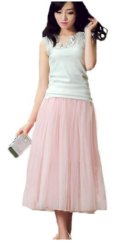 Women Five-Layer Voile Puff Princess Skirt